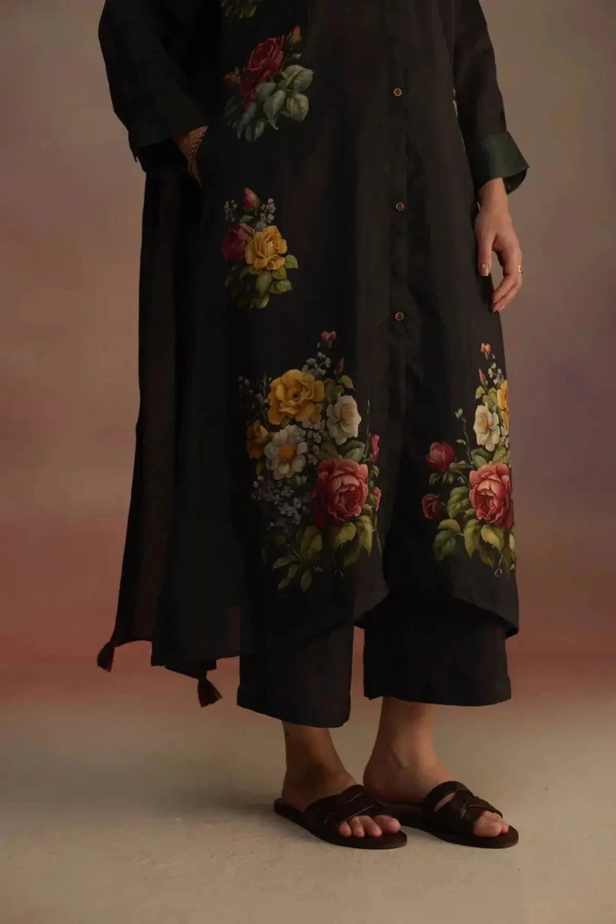 Gladioly Charcoal Kurta Set - Pallodstore
