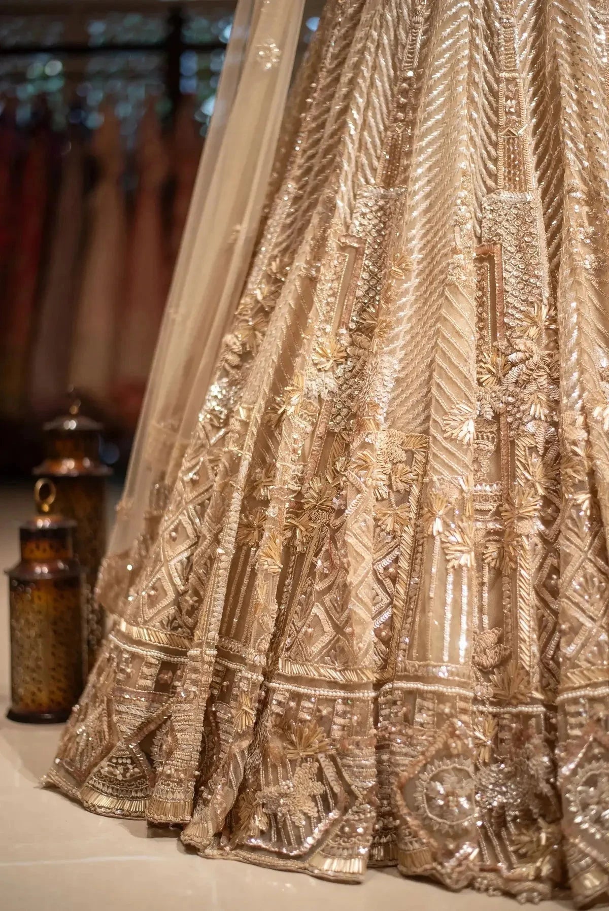 Golden Bridal Lehenga - Pallodstore