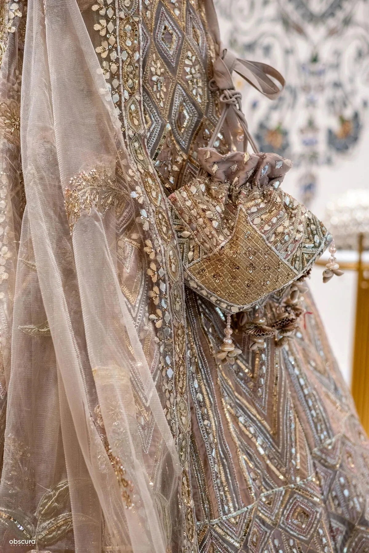 Golden Embroidered Lehenga - Pallodstore