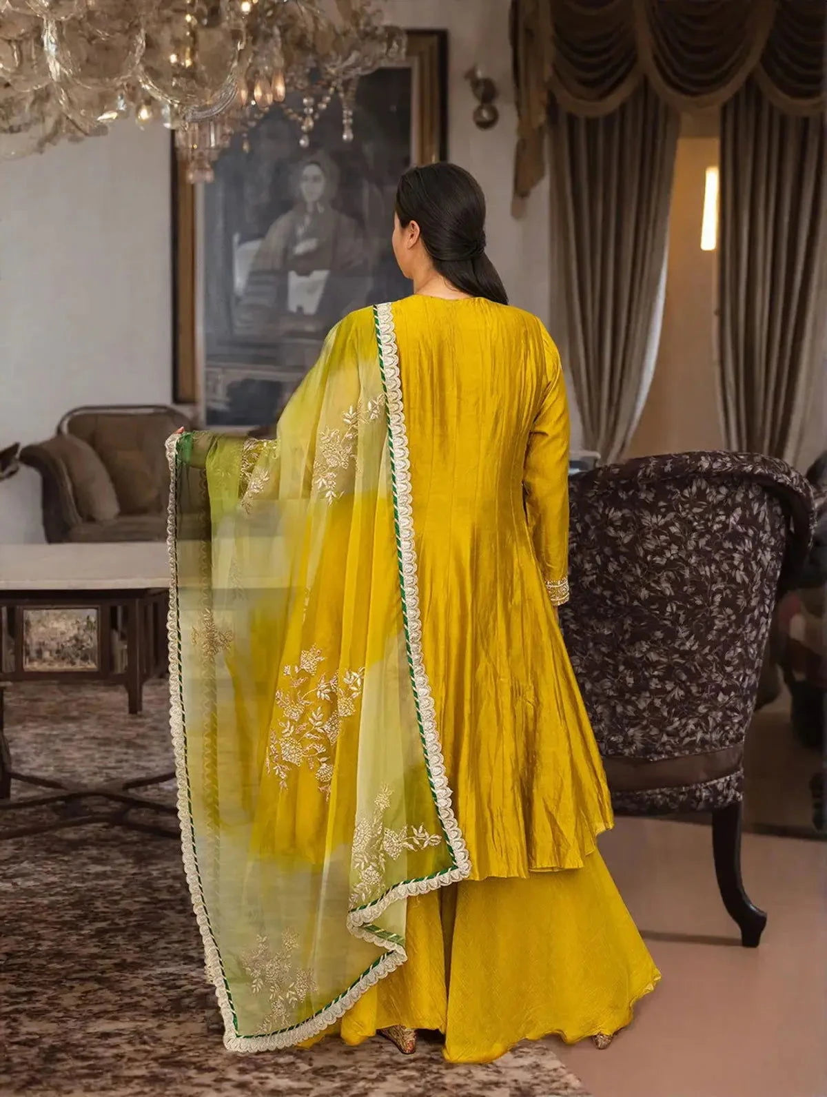 Golden Yellow A-line Kali Suit - Pallodstore