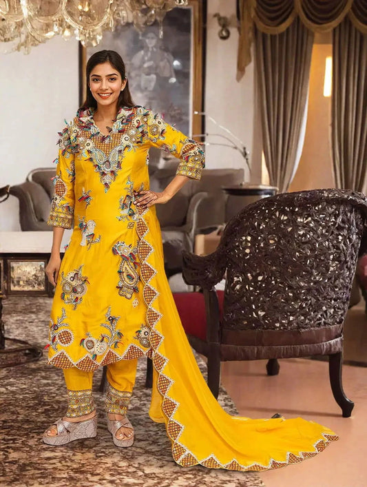 Golden Yellow Kurta Set - Pallodstore