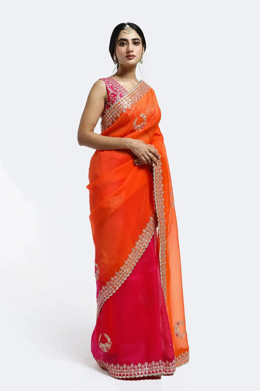 Gota Patti Ombre Organza Saree - Pallodstore