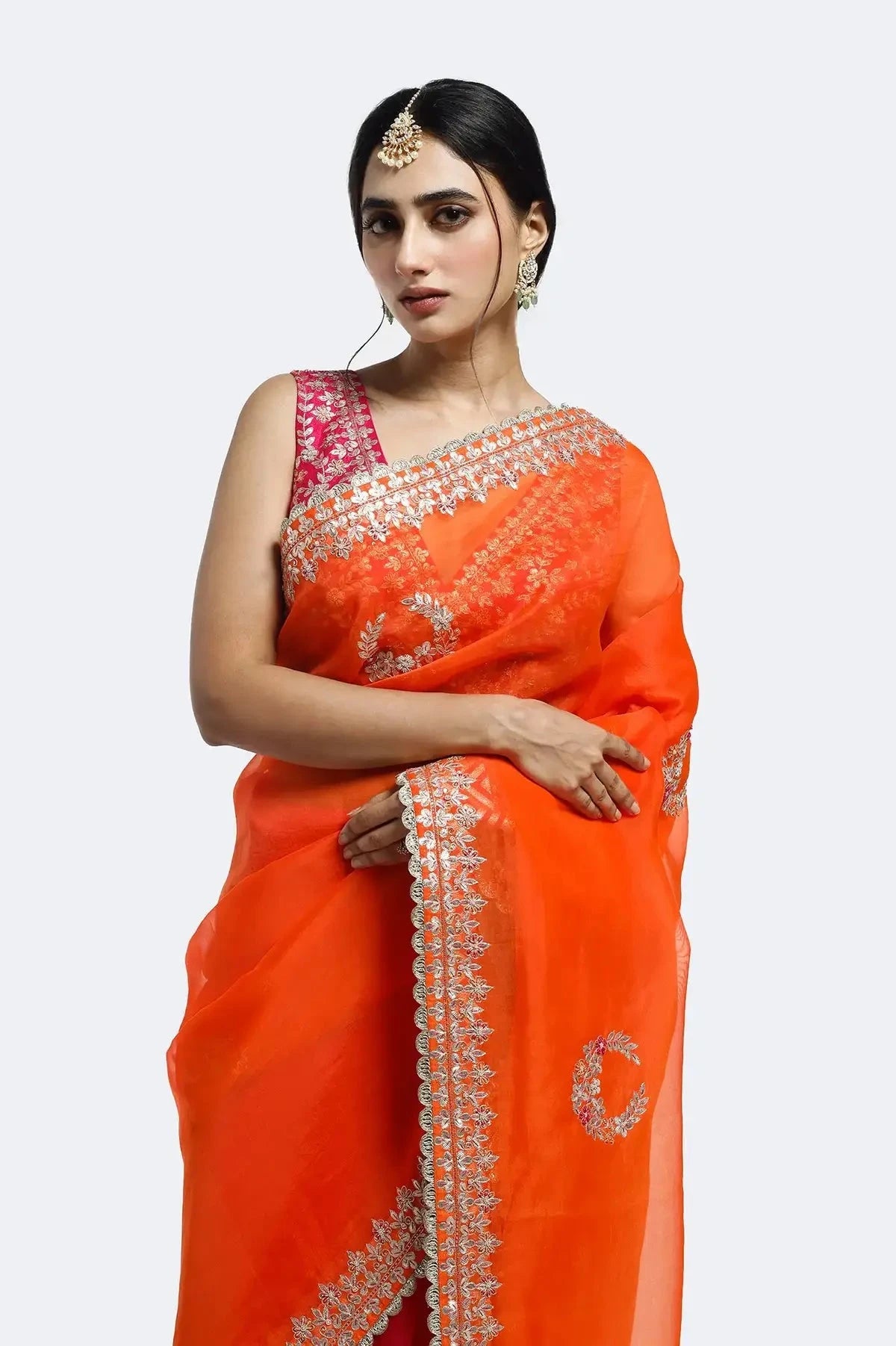 Gota Patti Ombre Organza Saree - Pallodstore