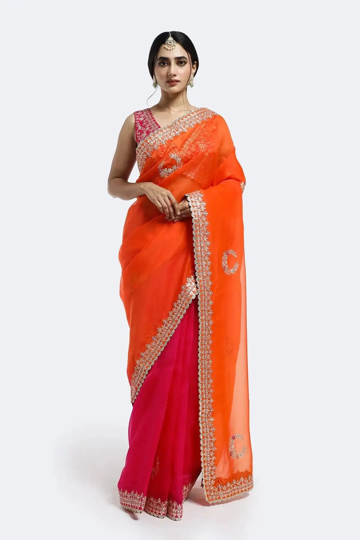 Gota Patti Ombre Organza Saree - Pallodstore