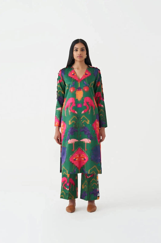 Green Oaxaca Kurta Pant Set - Pallodstore
