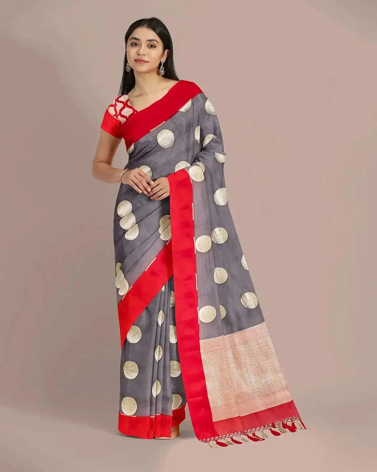 Grey Banarasi Kora Saree - Pallodstore