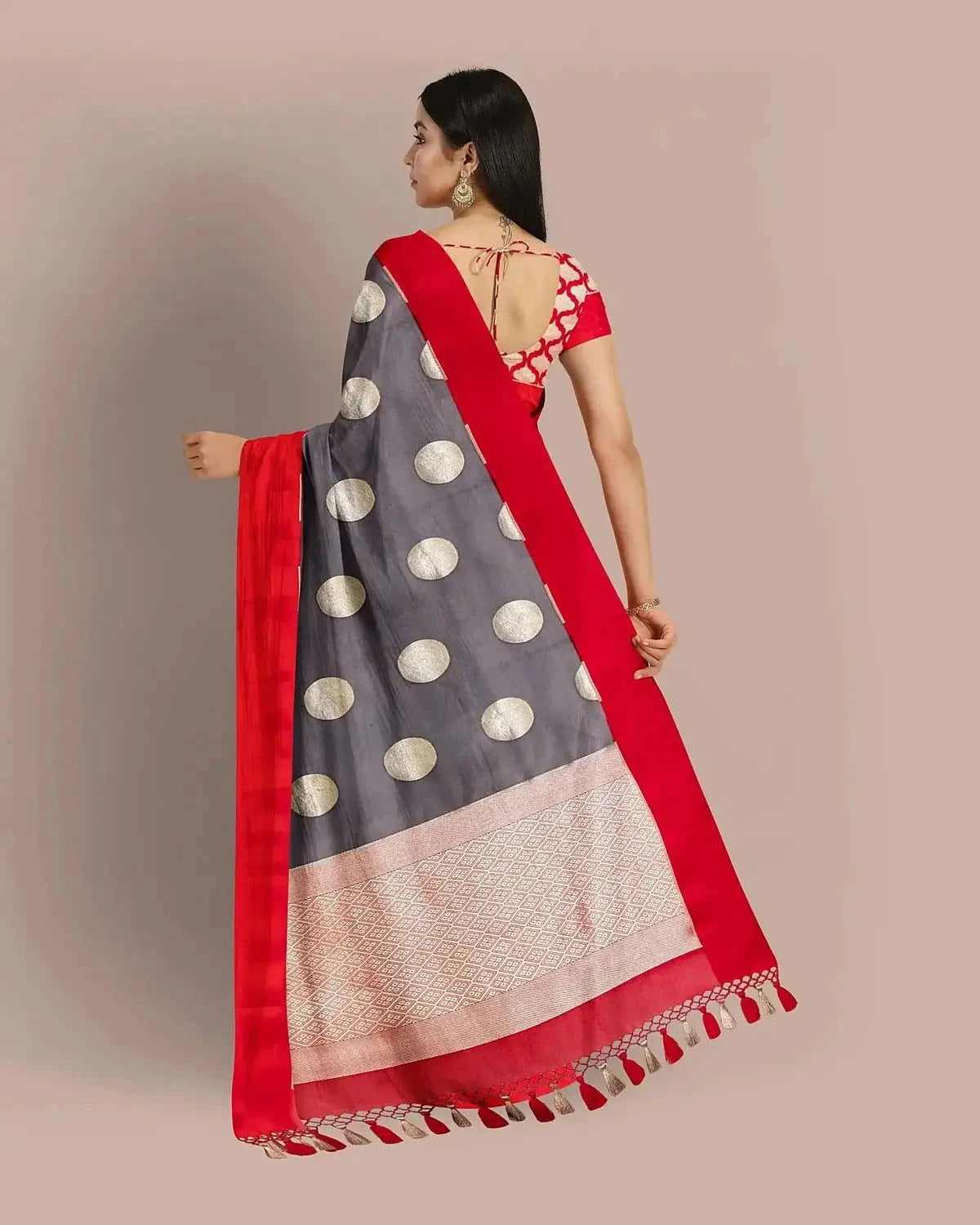 Grey Banarasi Kora Saree - Pallodstore