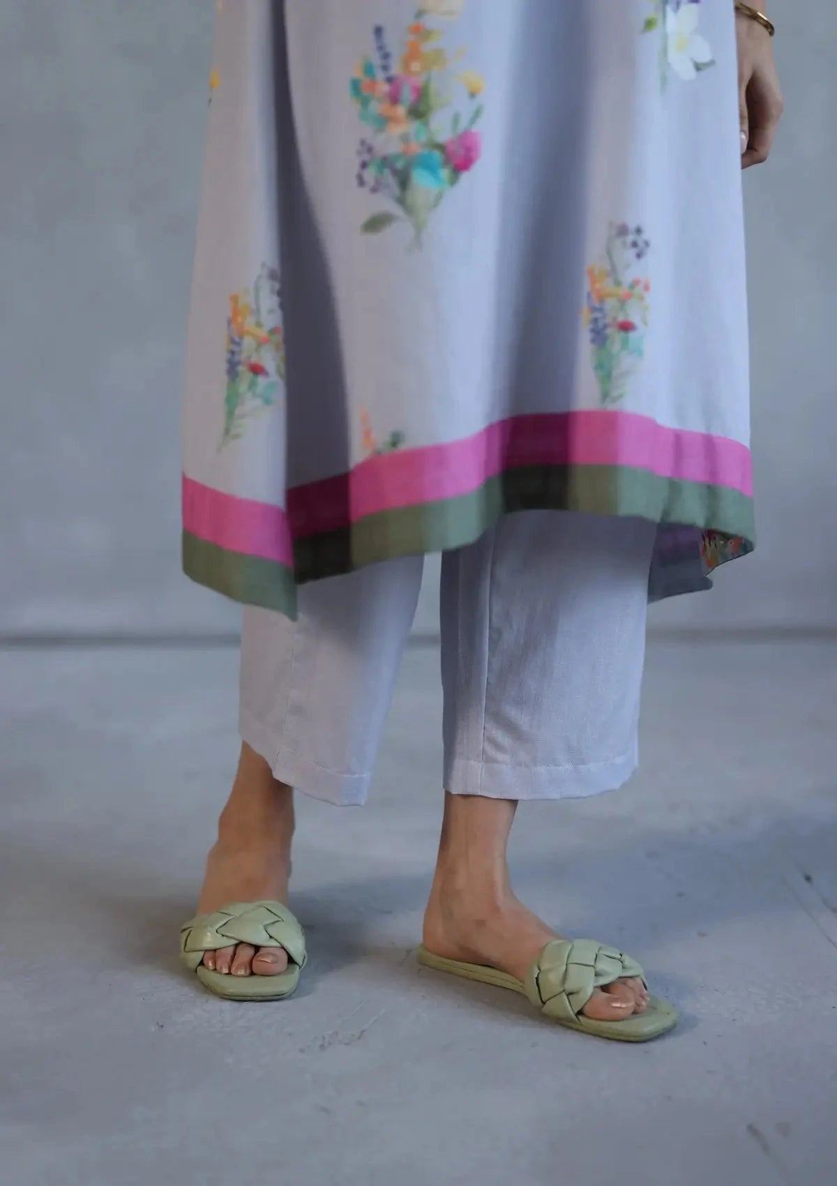 Grey Bloom Kurta Set - Pallodstore