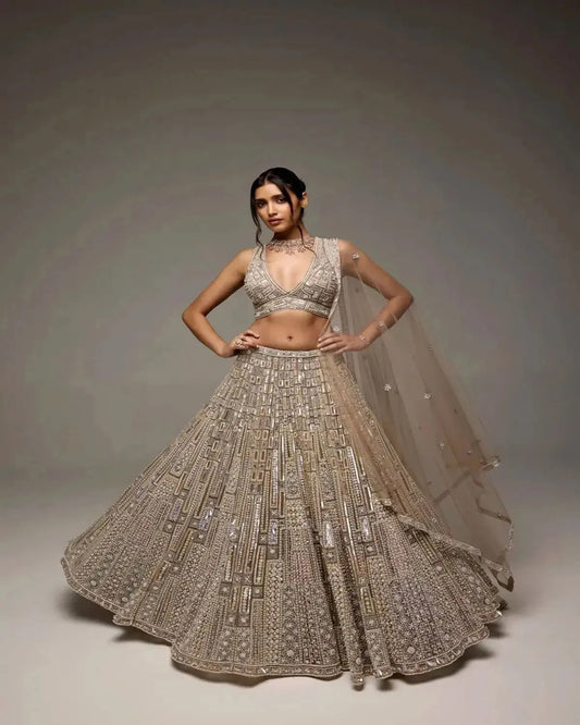Grey Silver Opehelia Lehenga - Pallodstore