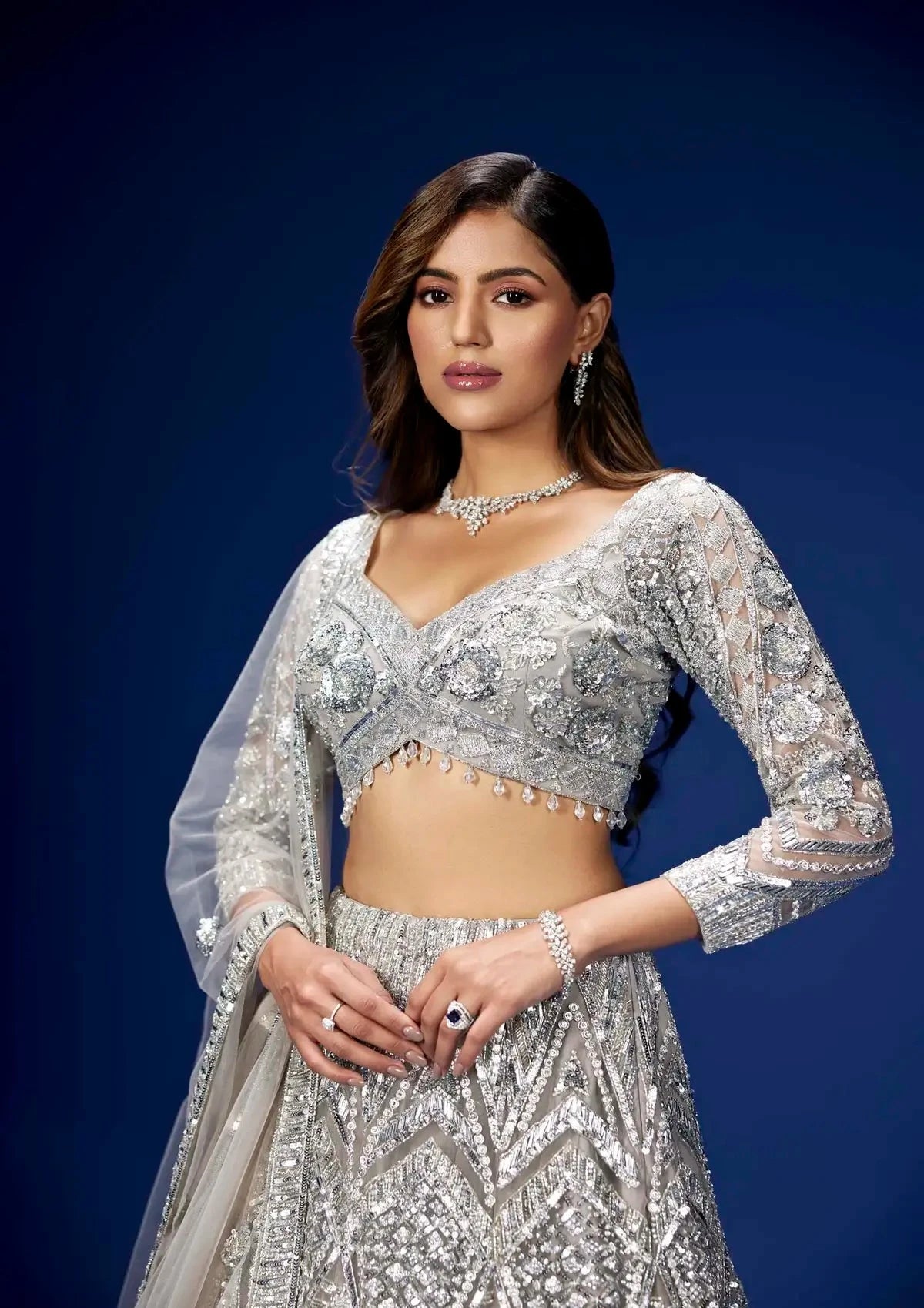 Grey and Silver Zephyr Lehenga - Pallodstore