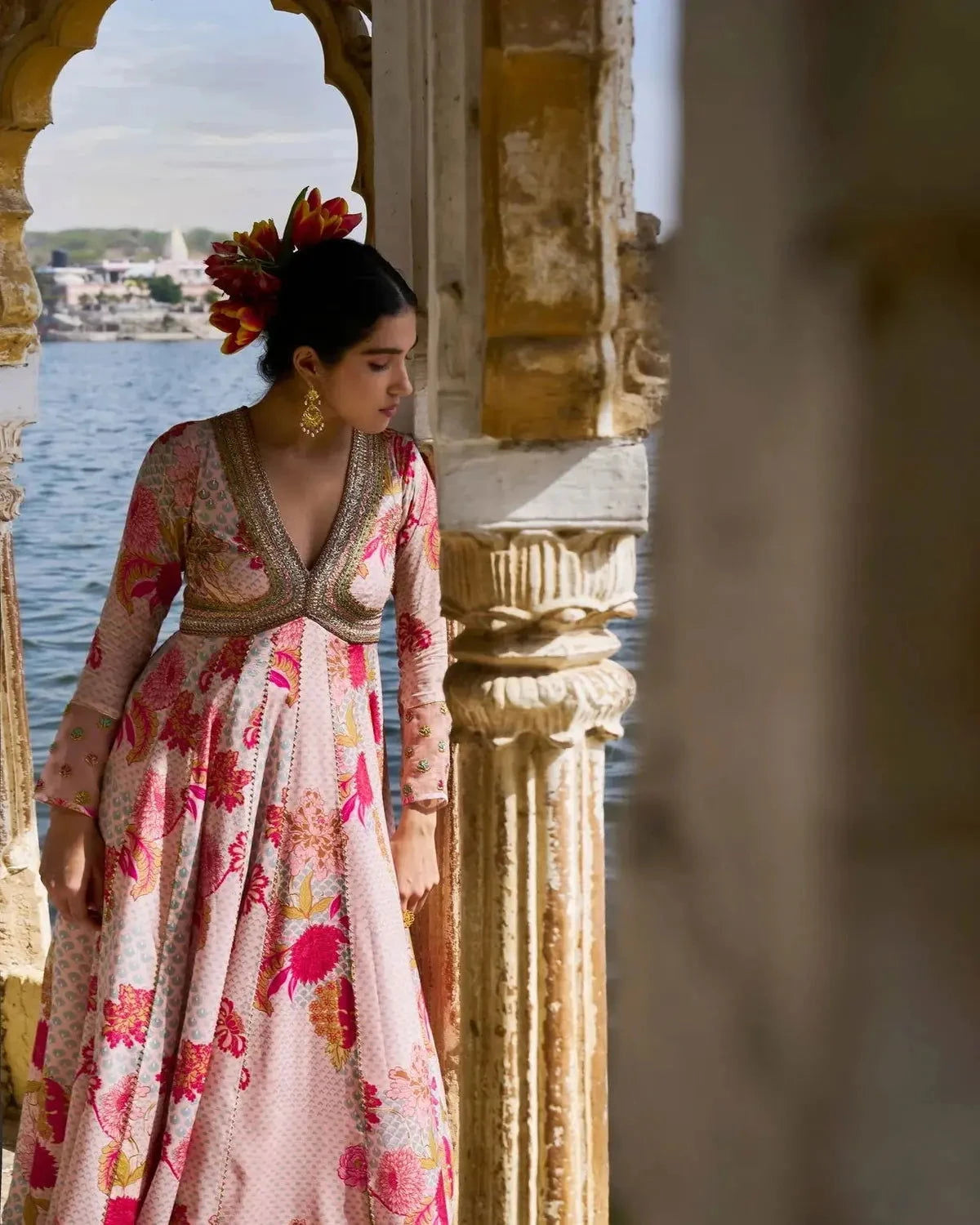 Gul Nude Pink Anarkali Set - Pallodstore