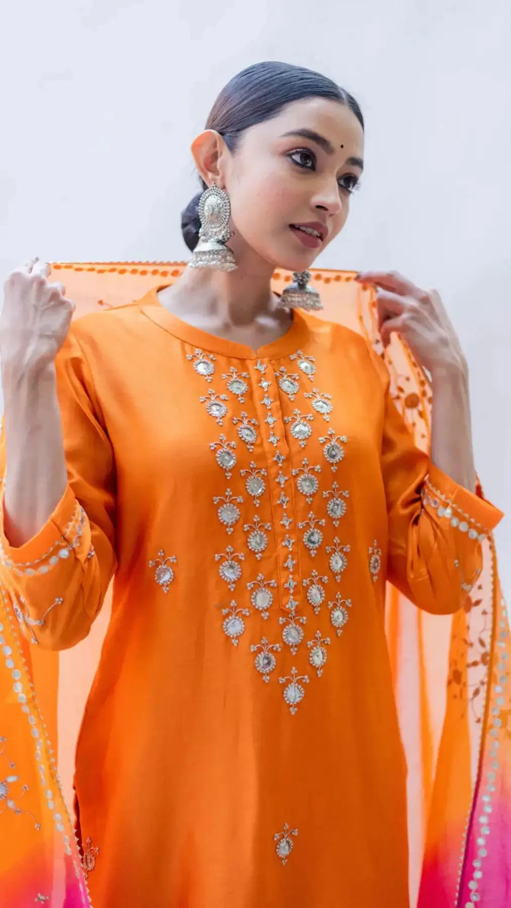 Gulmina Orange Kurta Set - Pallodstore