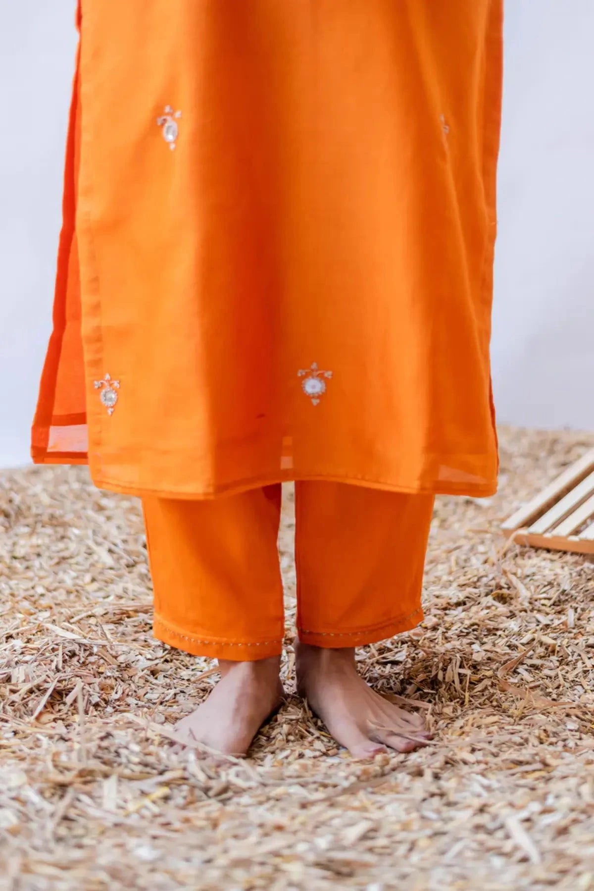 Gulmina Orange Kurta Set - Pallodstore