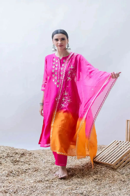 Gulmina Rani Pink Kurta Set - Pallodstore