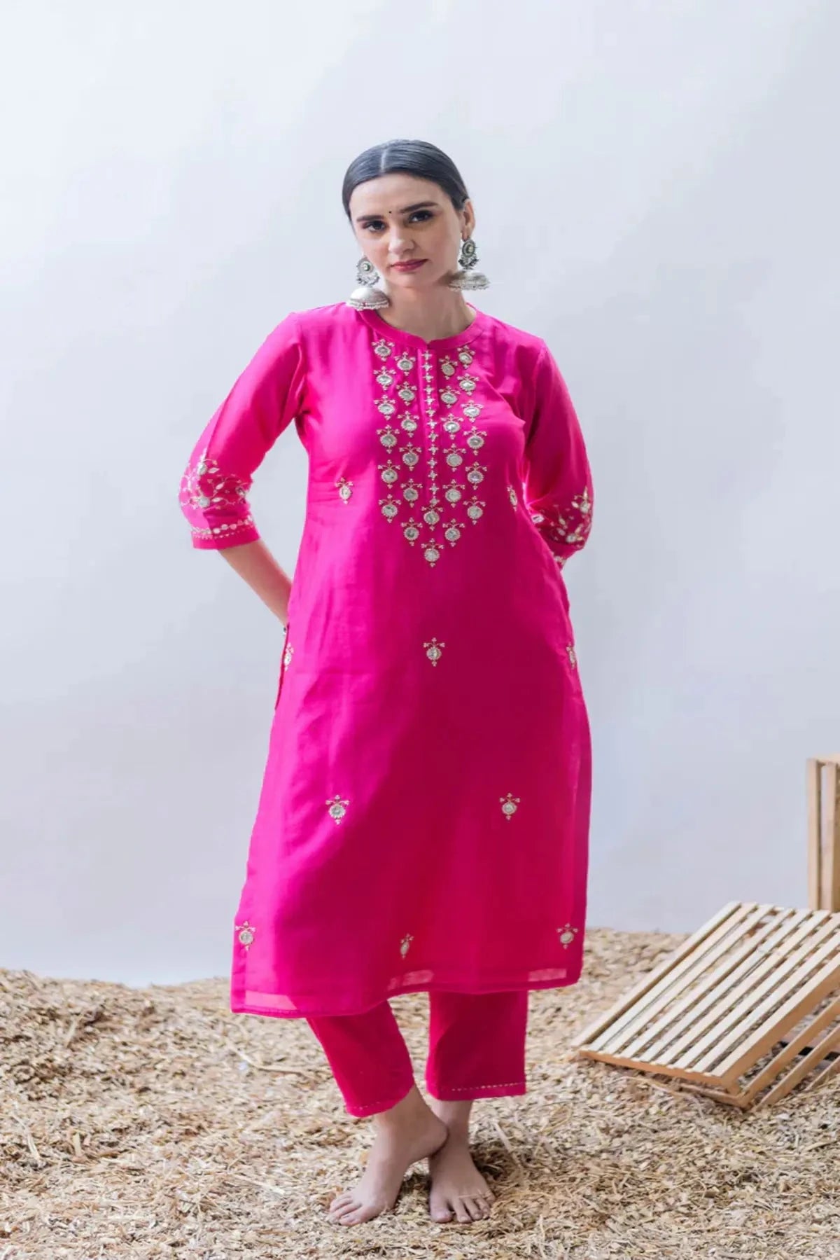 Gulmina Rani Pink Kurta Set - Pallodstore