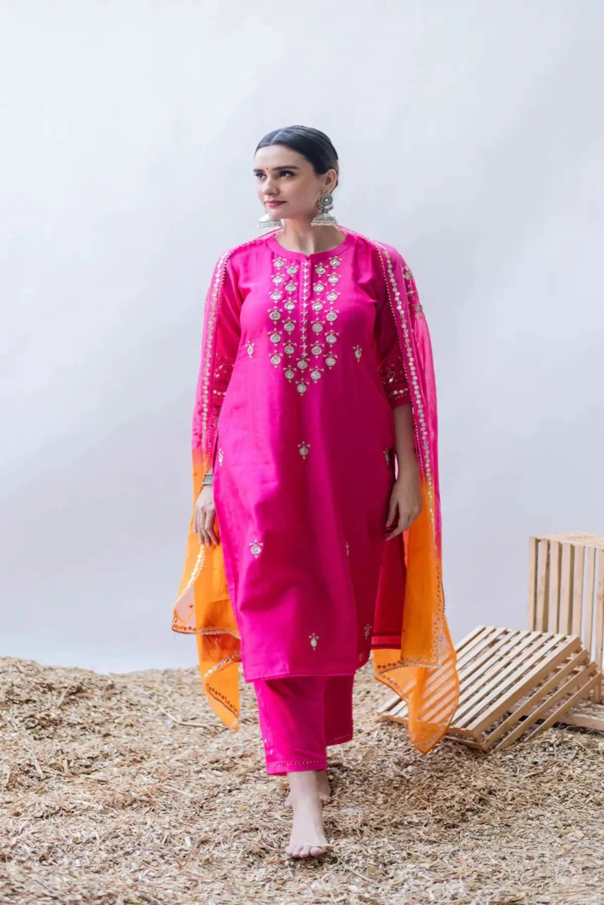 Gulmina Rani Pink Kurta Set - Pallodstore