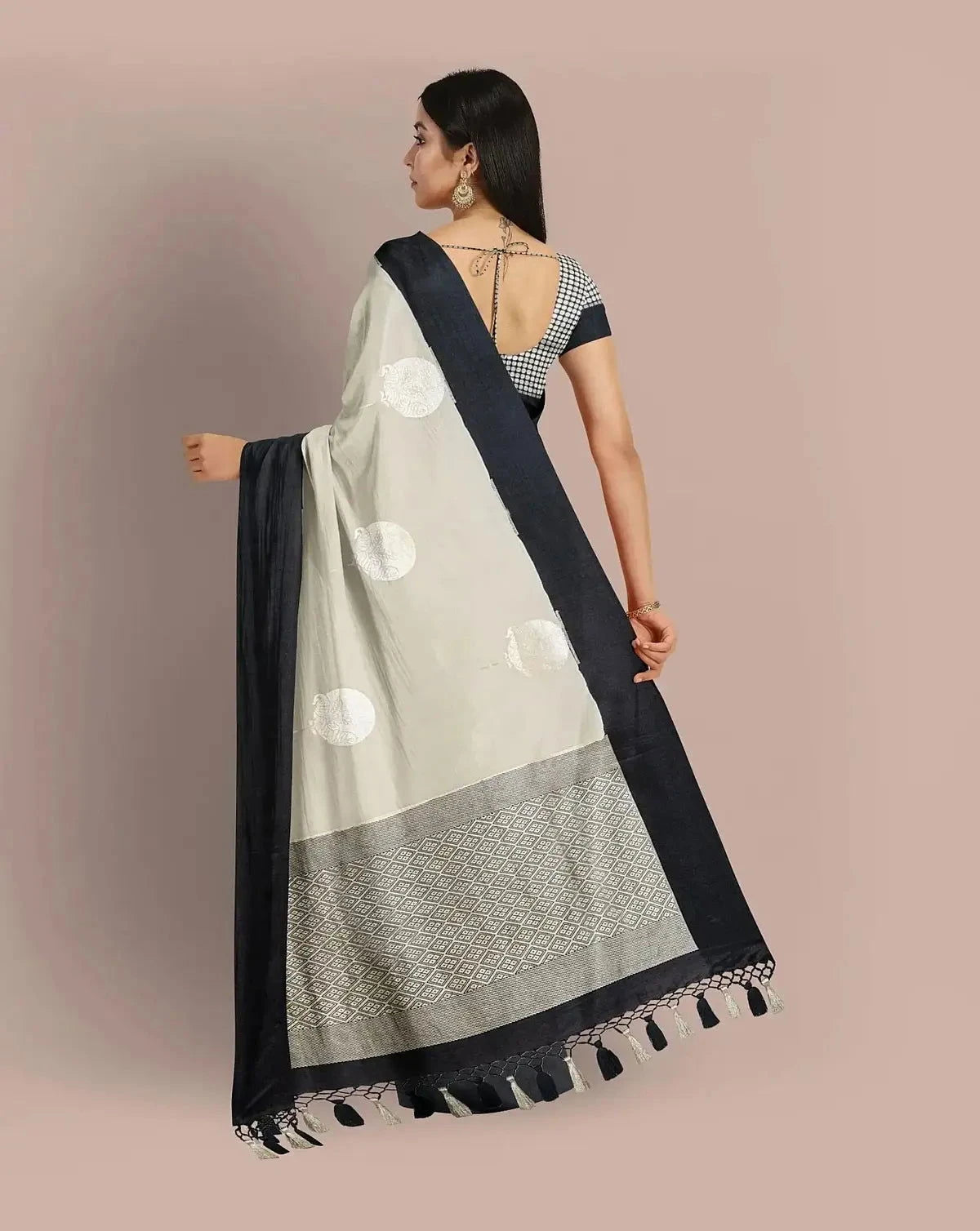 HandWoven Warm White Moonga Georgette - Pallodstore