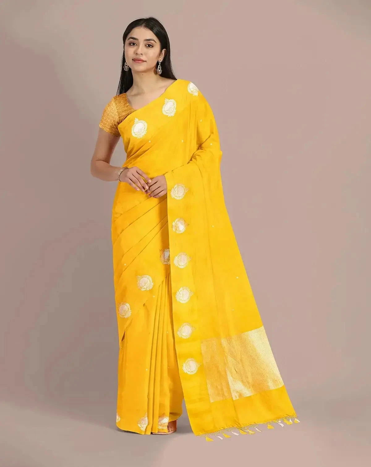 HandWoven Yellow Color Satin silk - Pallodstore