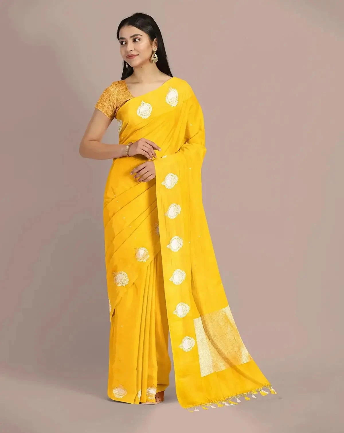 HandWoven Yellow Color Satin silk - Pallodstore