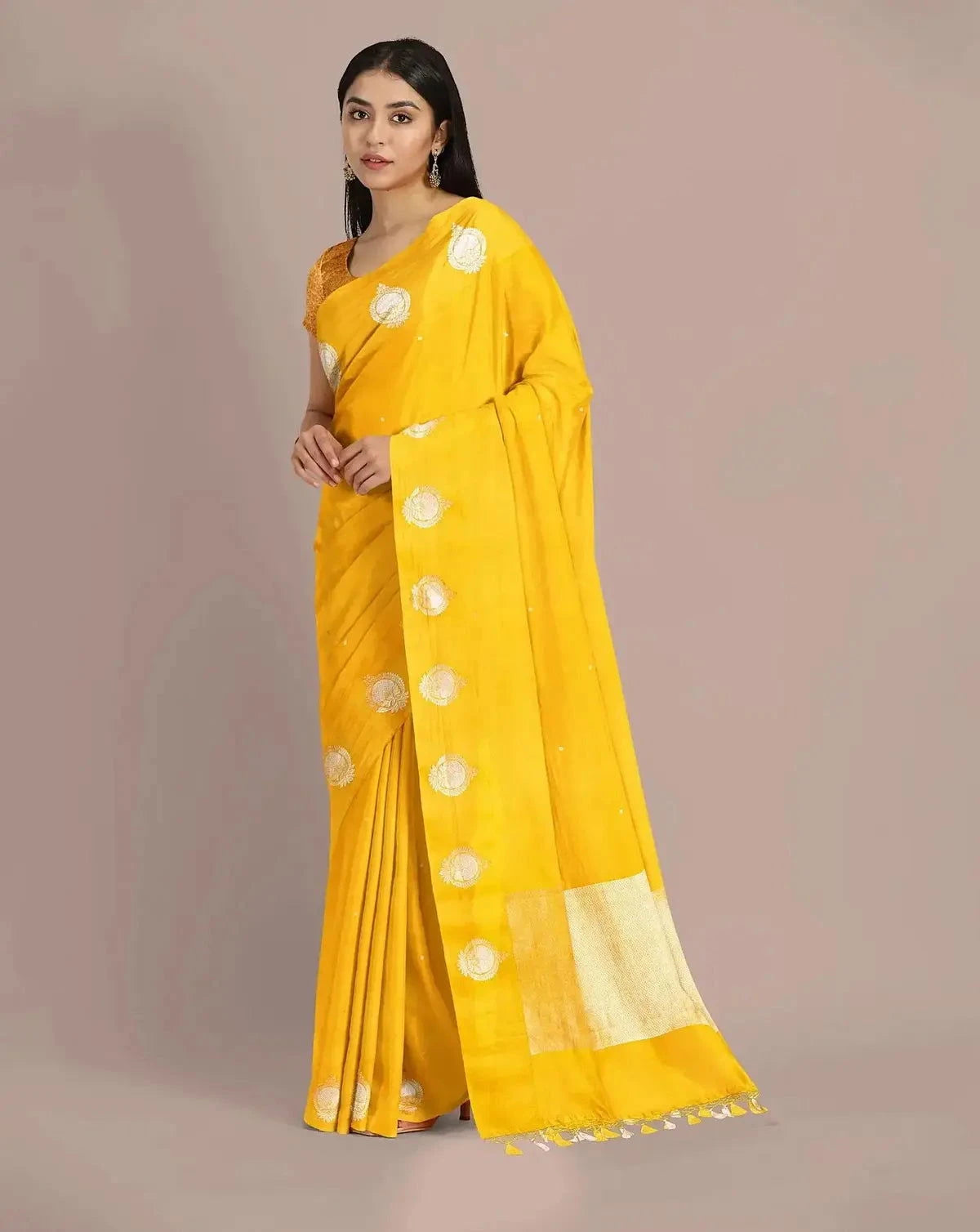 HandWoven Yellow Color Satin silk - Pallodstore