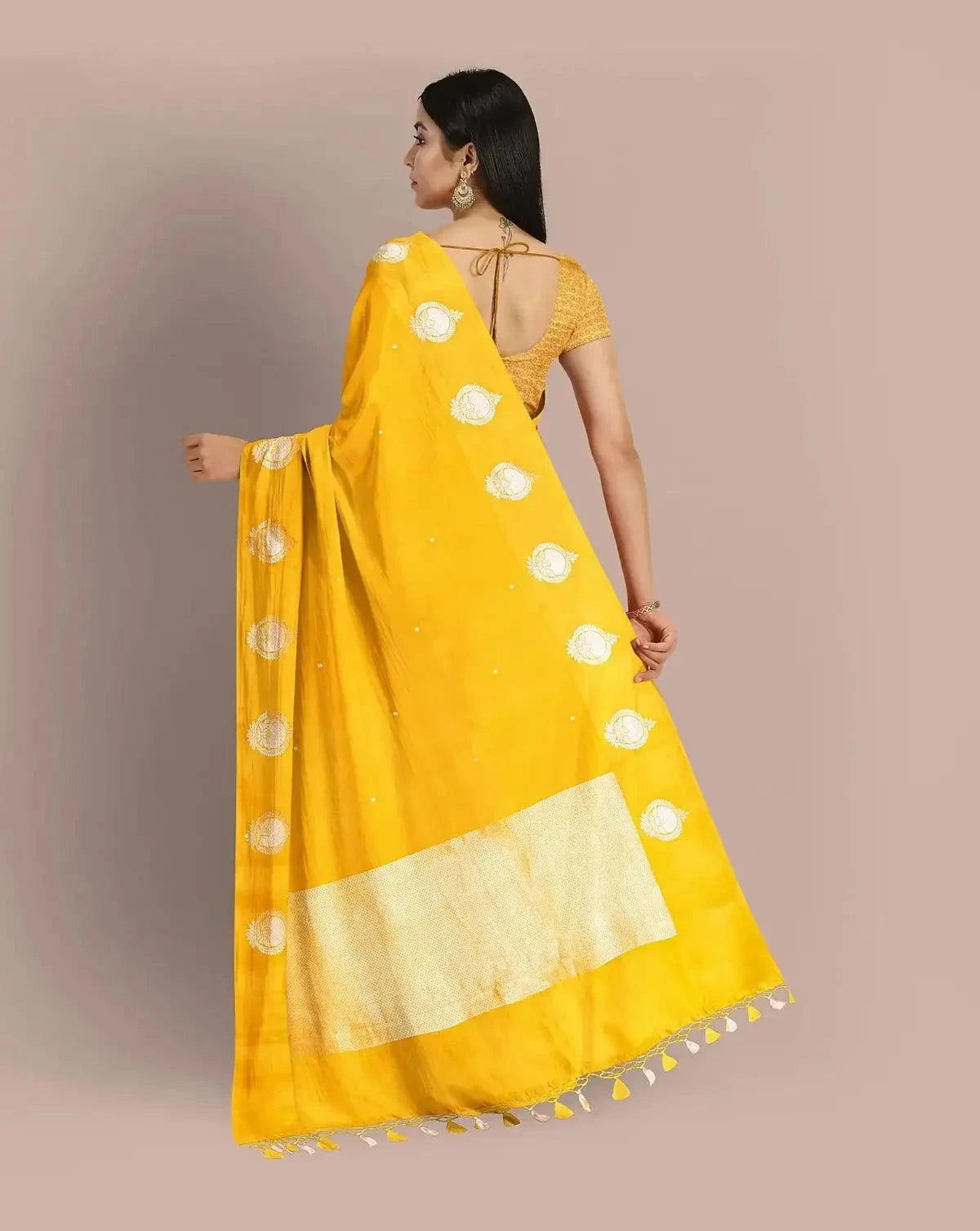 HandWoven Yellow Color Satin silk - Pallodstore