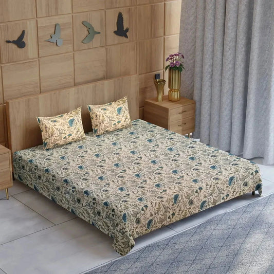 Hand Block Printed Blue Color Double Bedsheet - Pallodstore