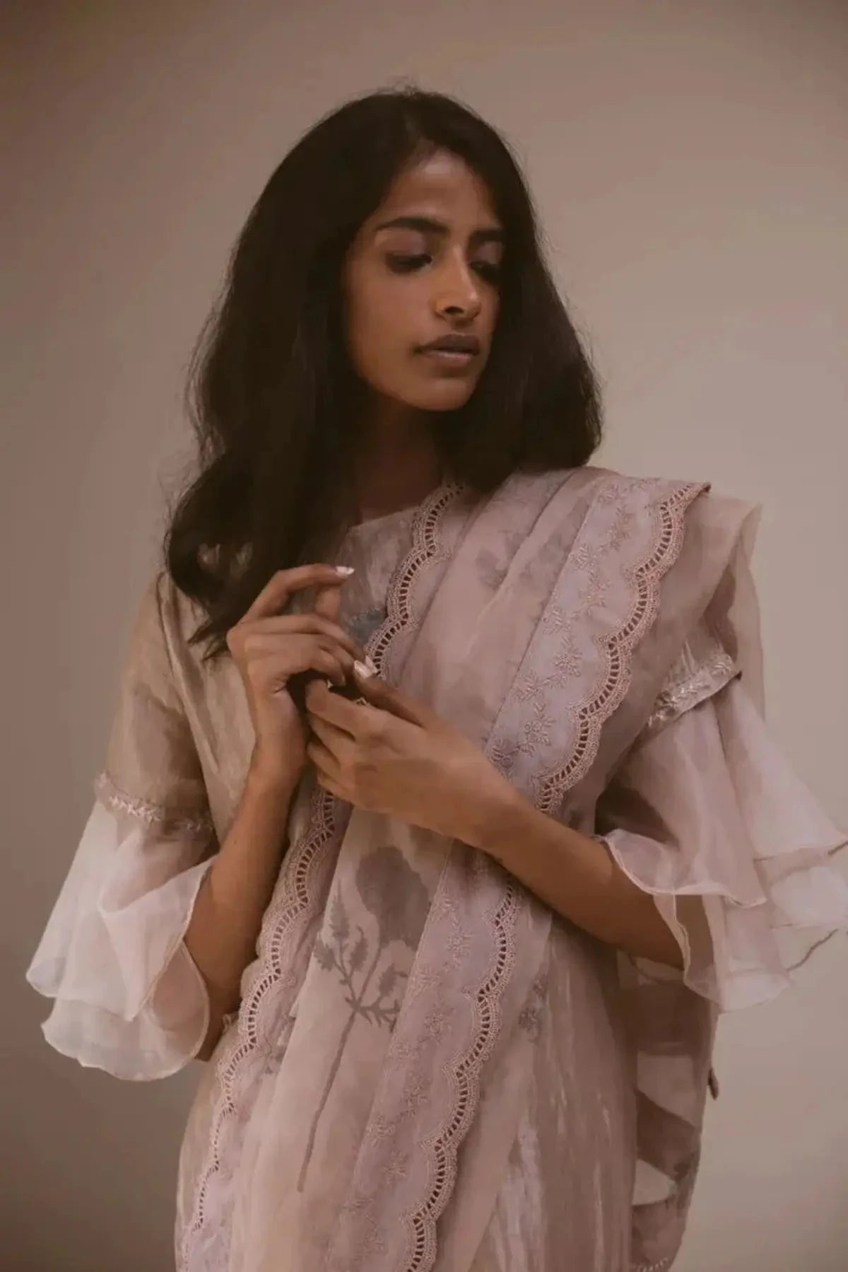 Hand Block Printed Organza Saree - Pallodstore