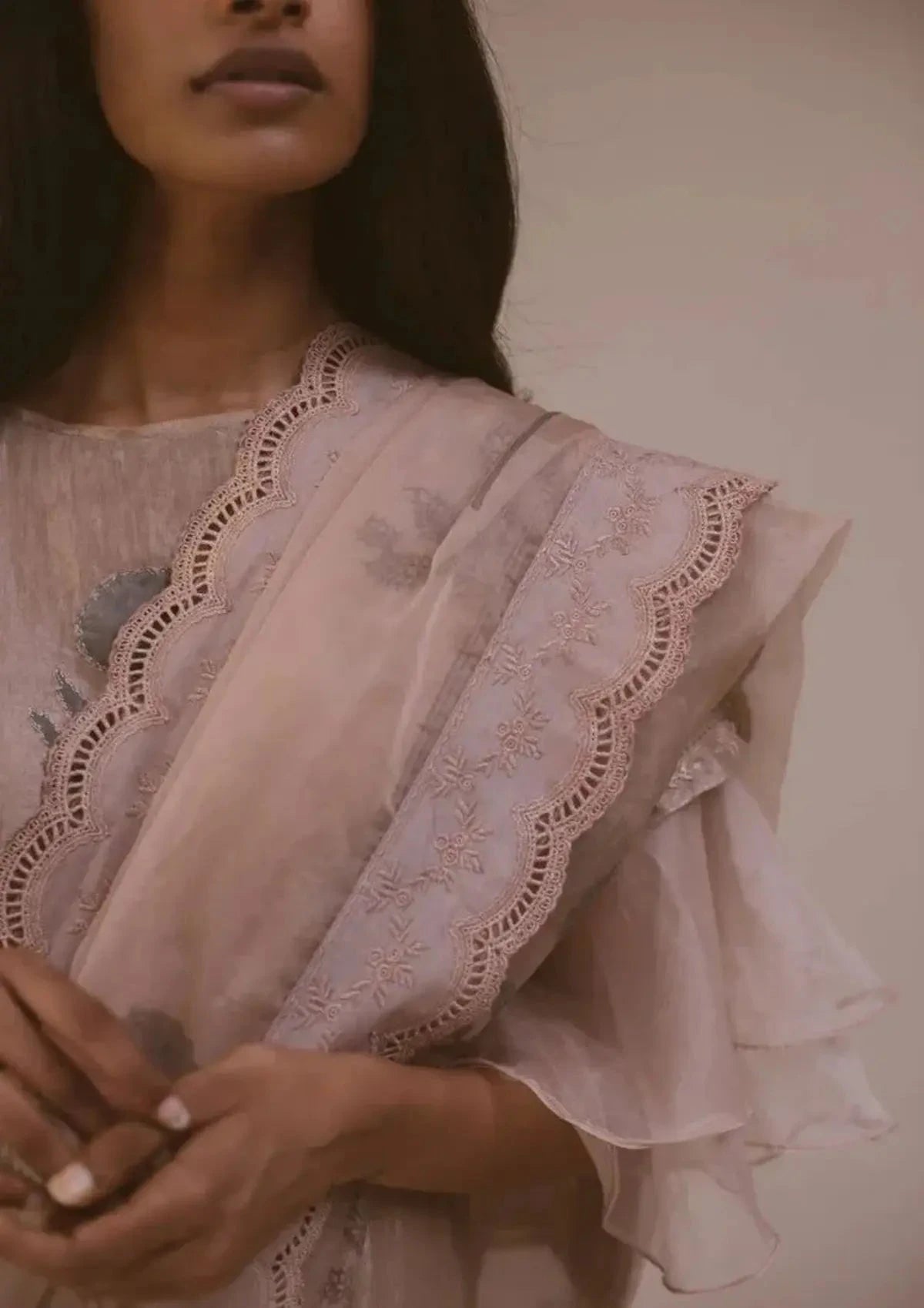 Hand Block Printed Organza Saree - Pallodstore