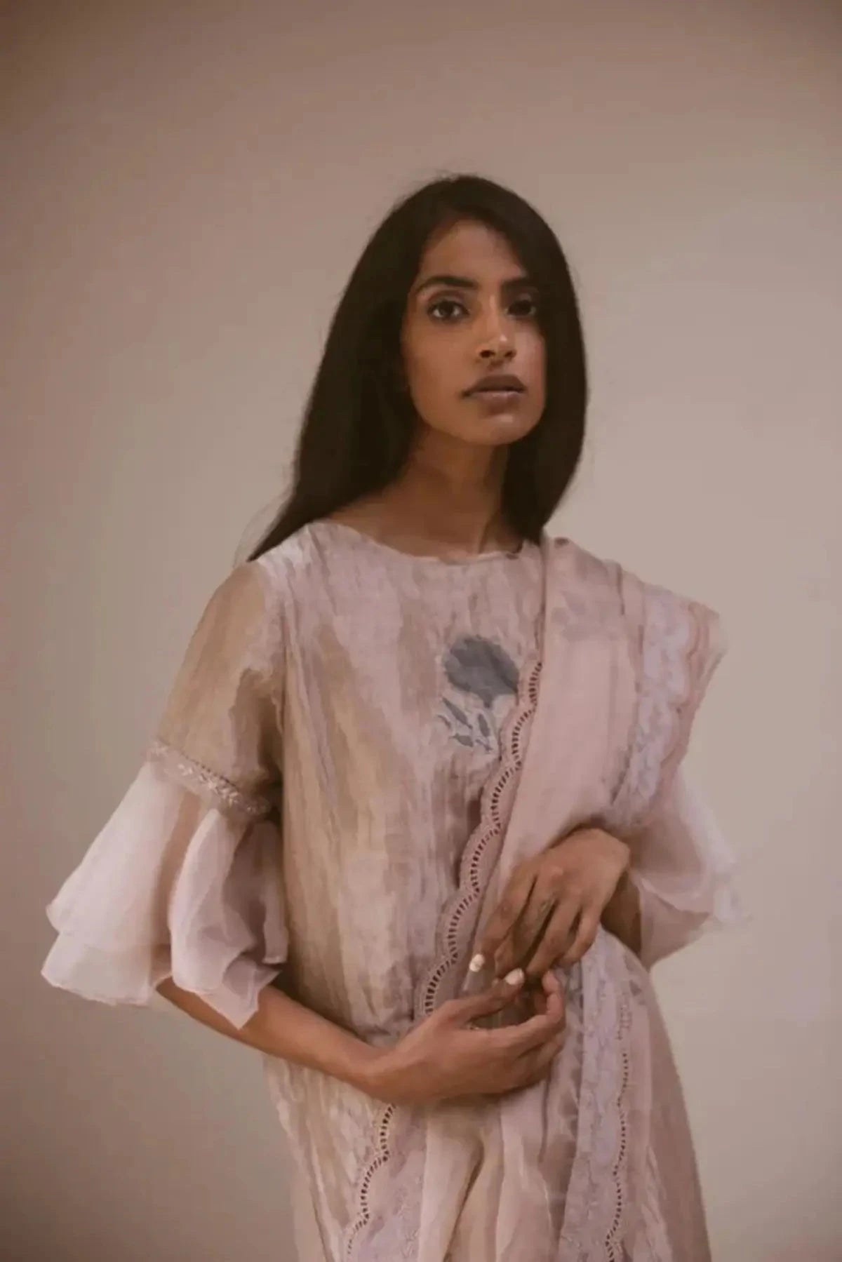 Hand Block Printed Organza Saree - Pallodstore