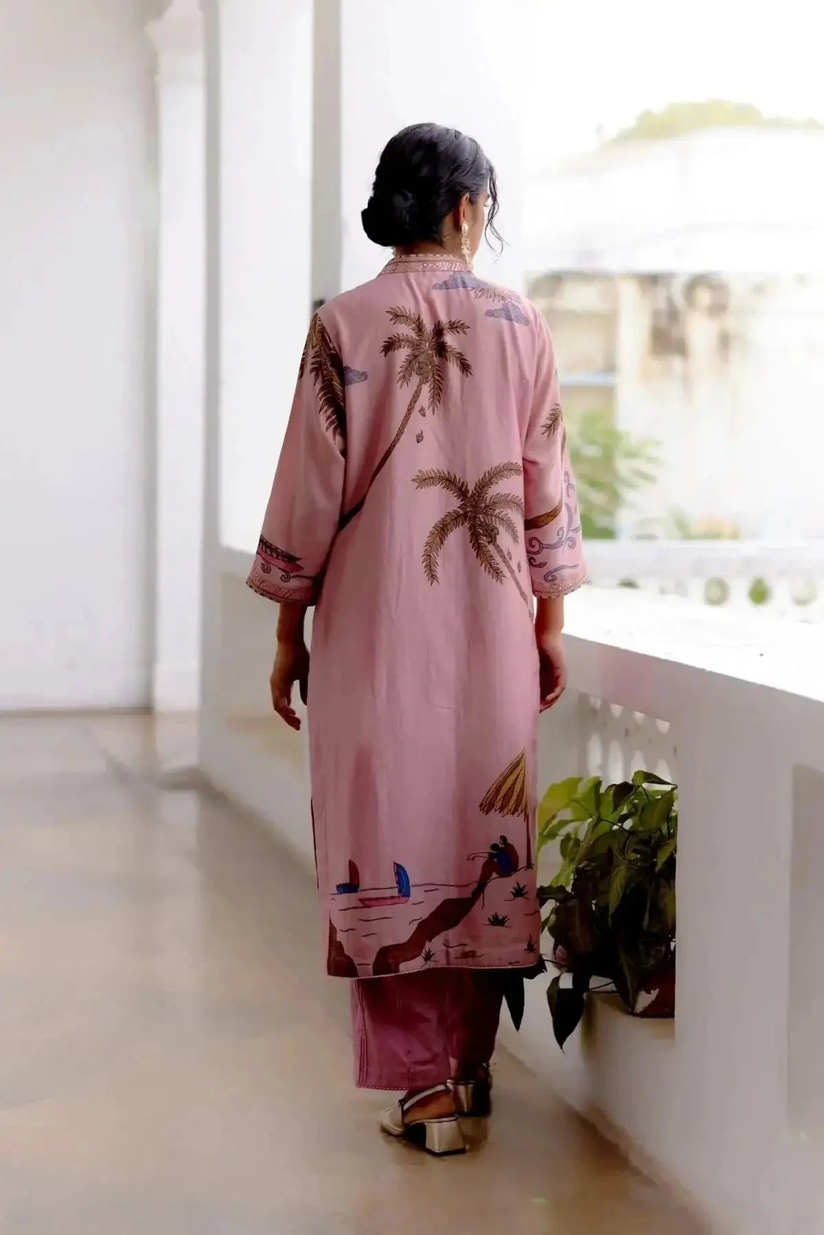 Hand Painted Rose Malabar Waves Kurta Set - Pallodstore