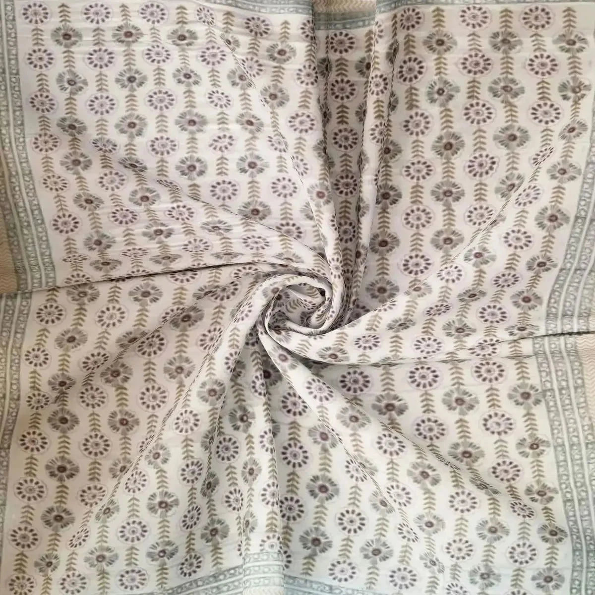 Handblock Printed Multicolor Double Bedsheet - Pallodstore