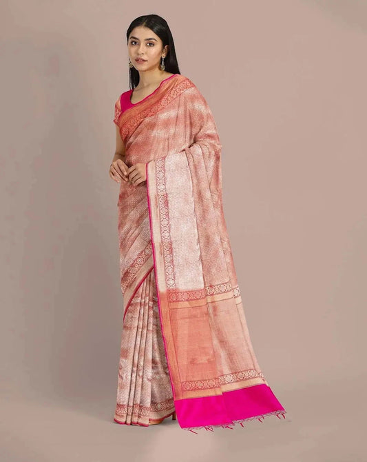 Hot Pink Banarasi Lurex Saree - Pallodstore