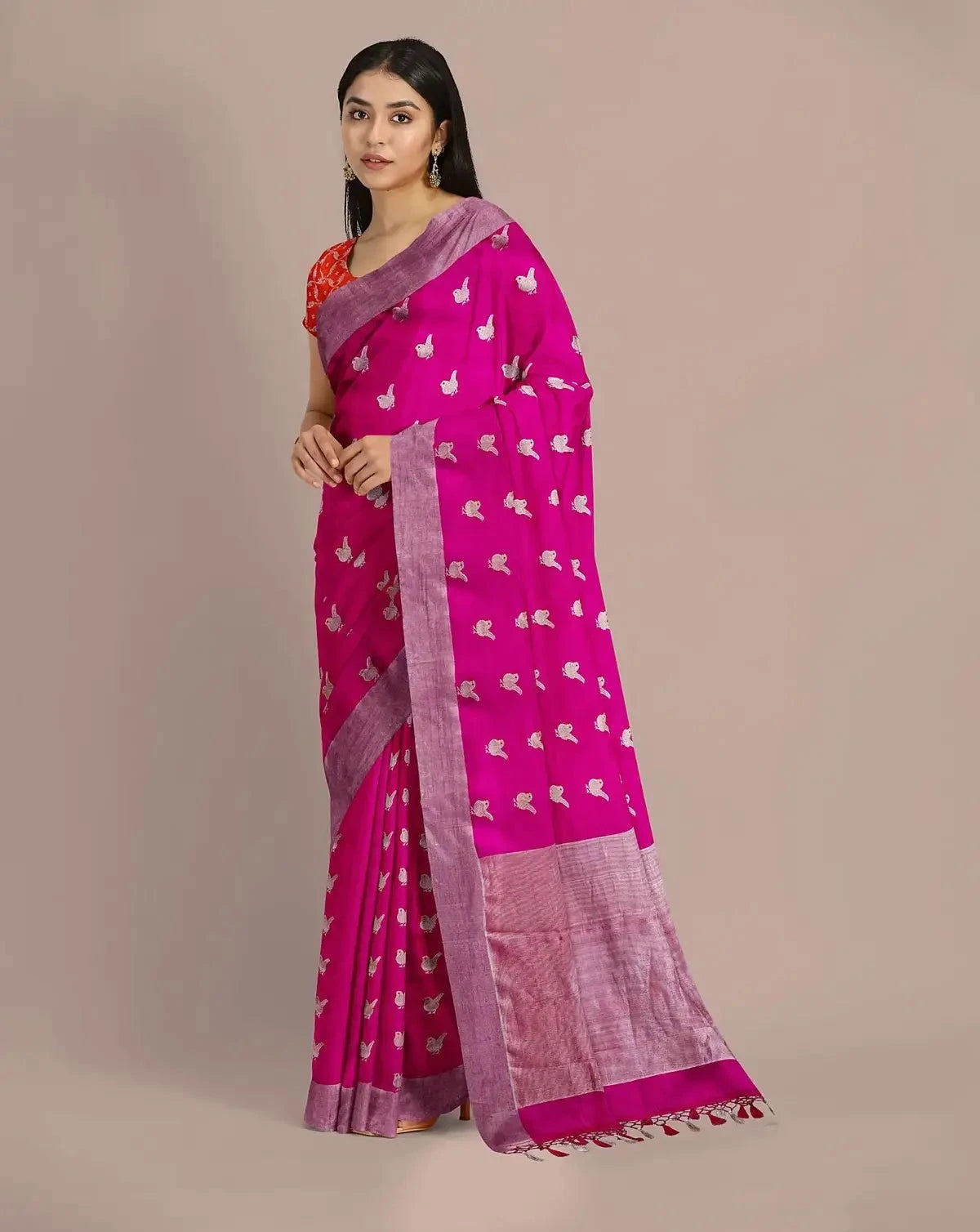 Hot Pink Banarasi Silk Saree - Pallodstore