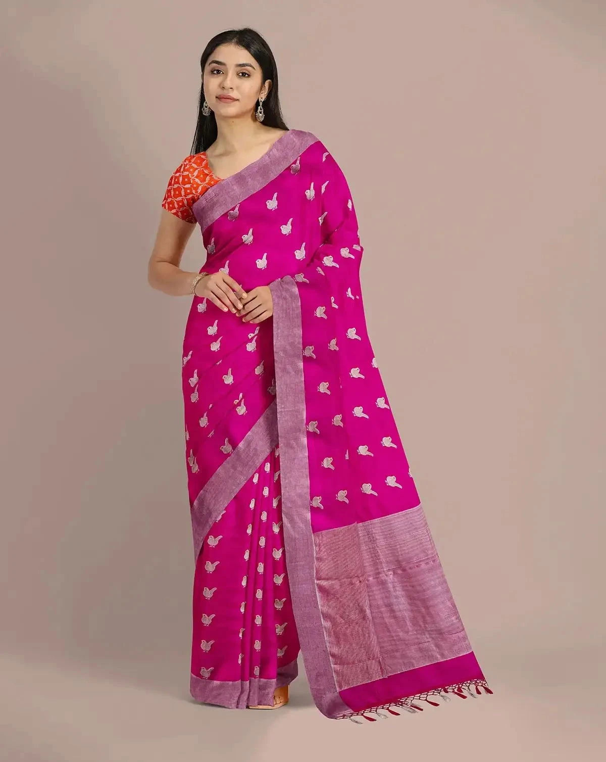 Hot Pink Banarasi Silk Saree - Pallodstore