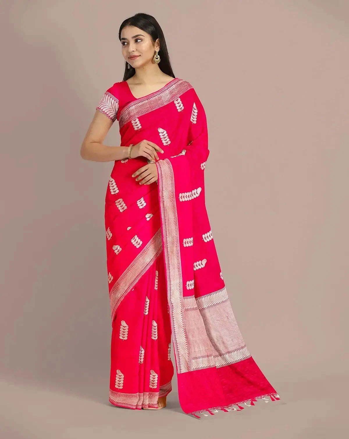 Hot Pink Gajji Silk Saree - Pallodstore