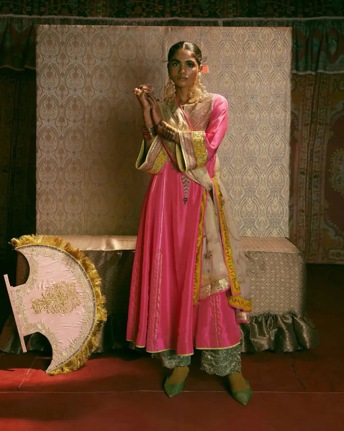 Hot Pink Side Kali Kurta Set - Pallodstore