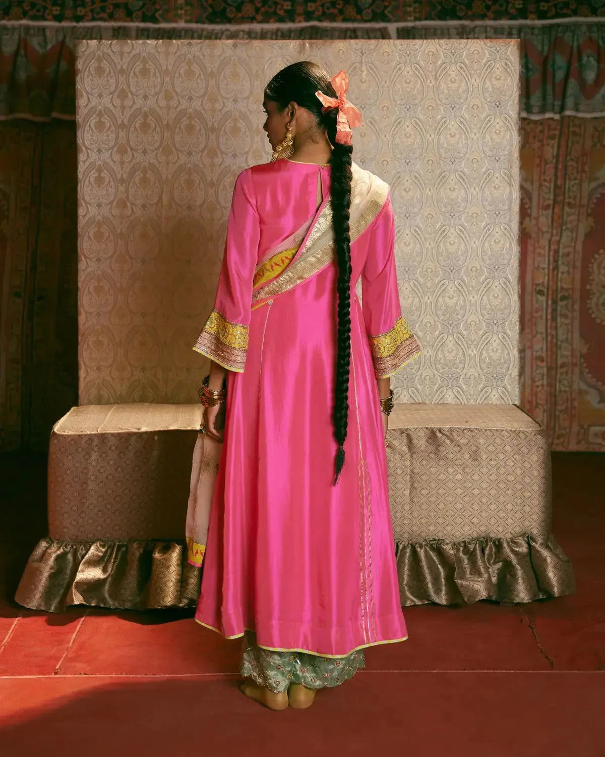 Hot Pink Side Kali Kurta Set - Pallodstore