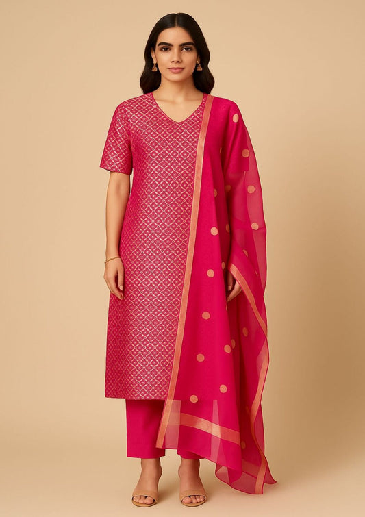 Hot Pink Straight Line Suit - Pallodstore