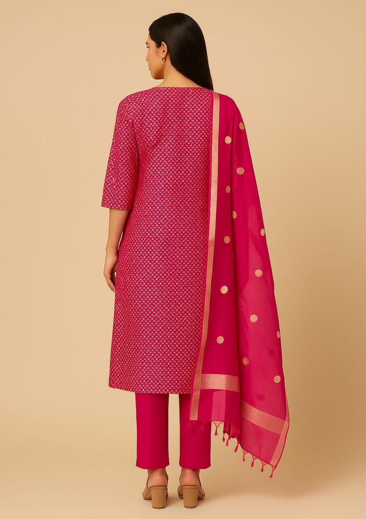 Hot Pink Straight Line Suit - Pallodstore