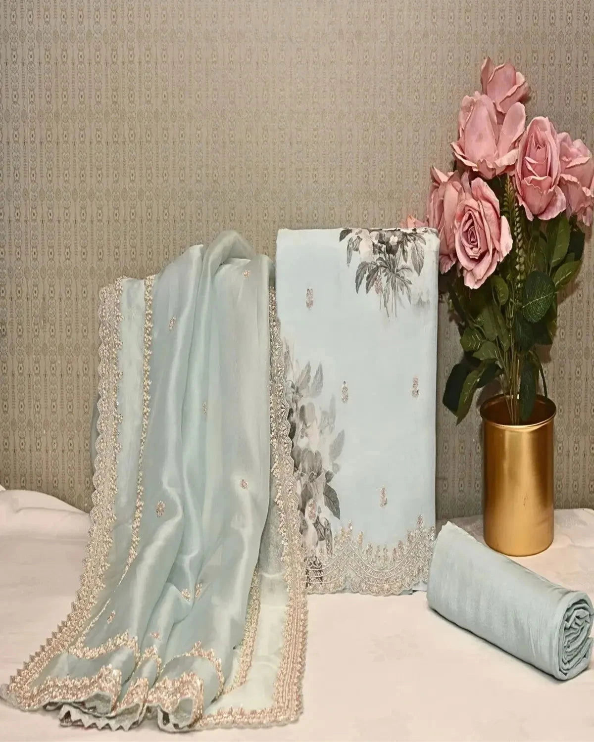 Ice Blue Organza Dress - Pallodstore