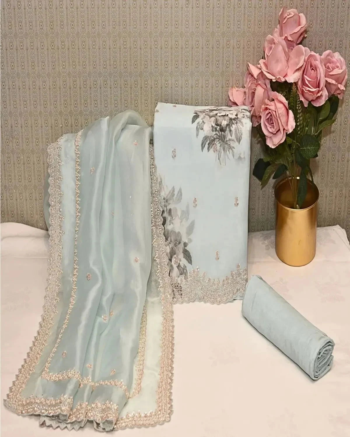 Ice Blue Organza Dress - Pallodstore
