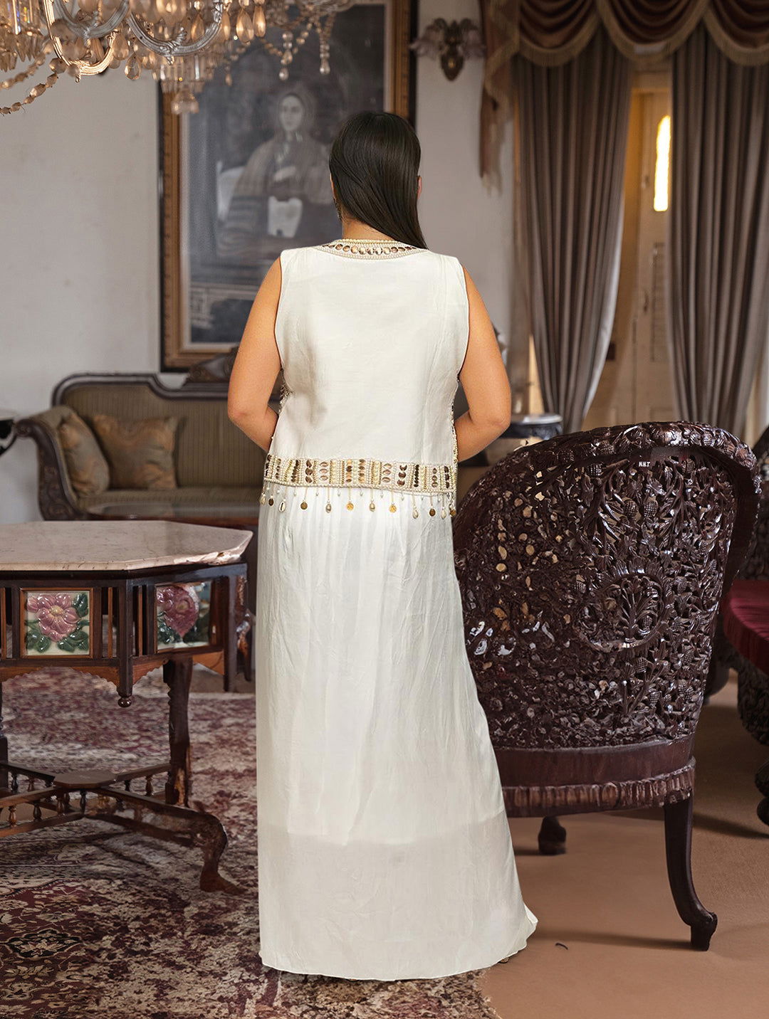 Indo-Western Short Half Jacket Dress - Pallodstore