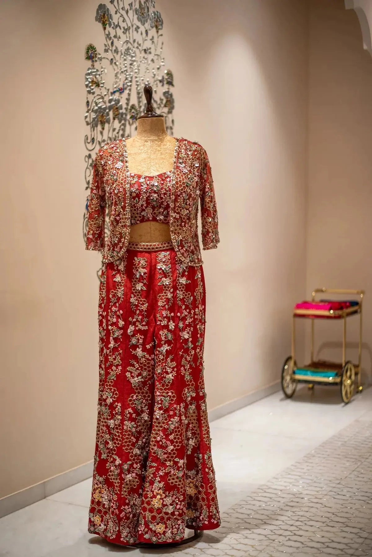 Indo Western Short Jacket Palazzo Set - Pallodstore