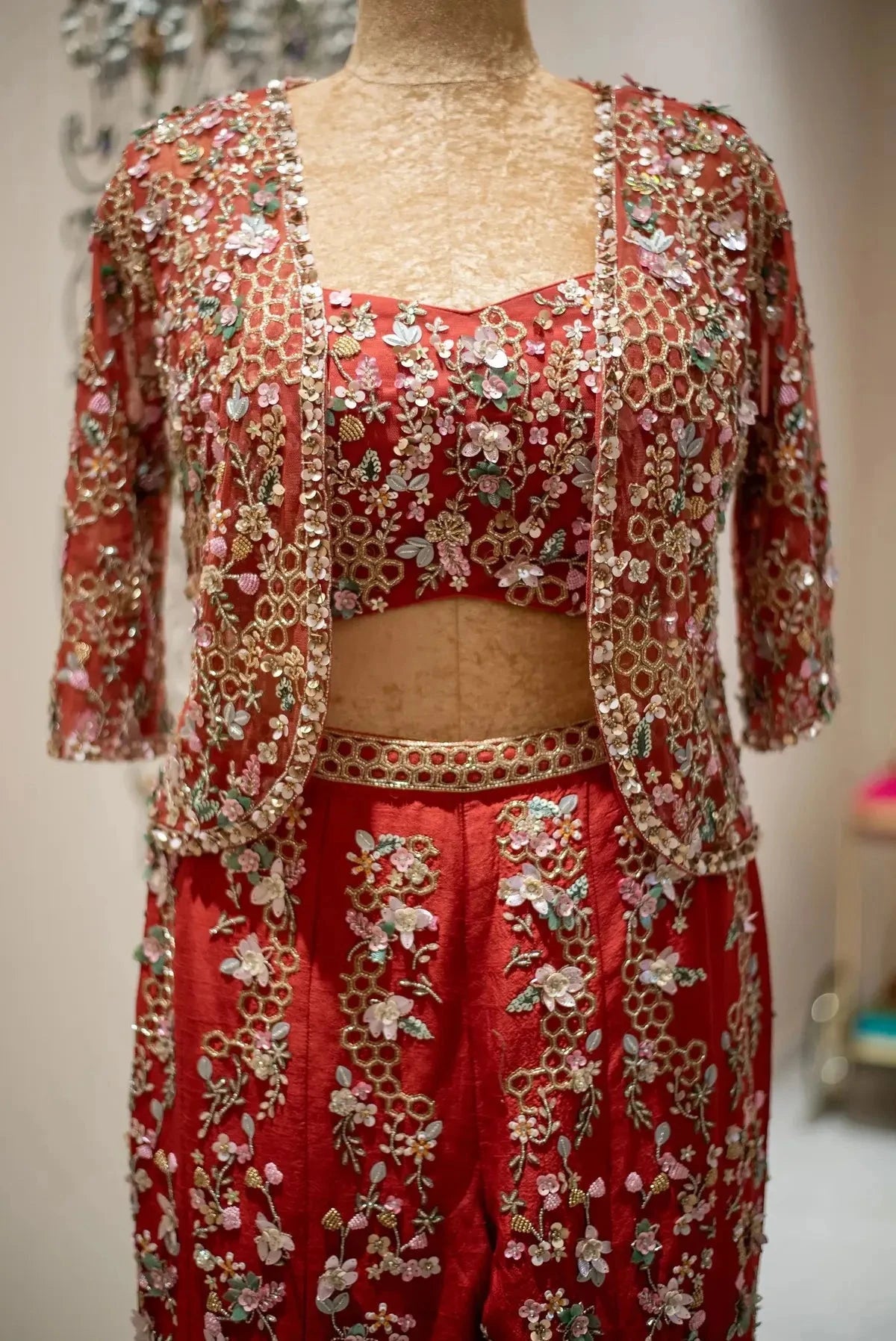 Indo Western Short Jacket Palazzo Set - Pallodstore