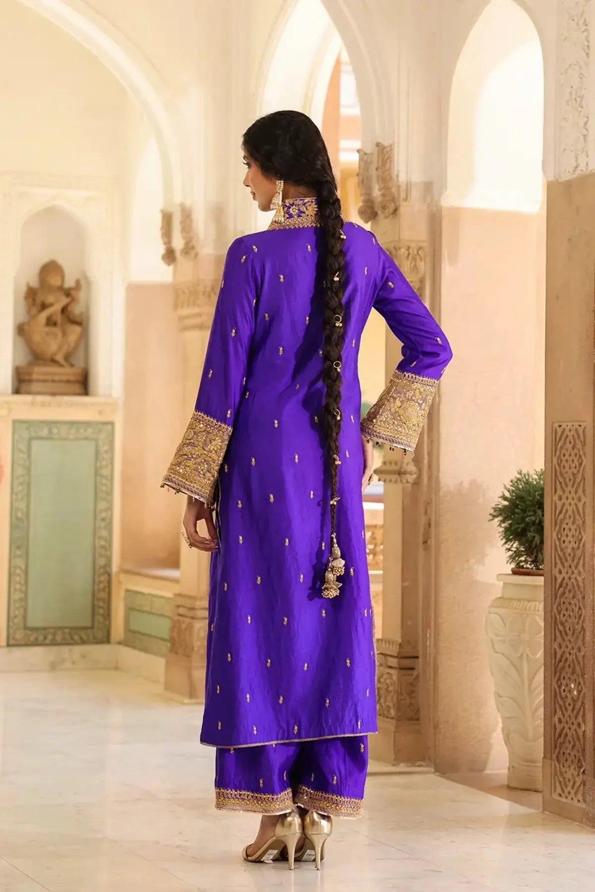 Ink Blue Riwayat Stand Collar Kurta Set - Pallodstore