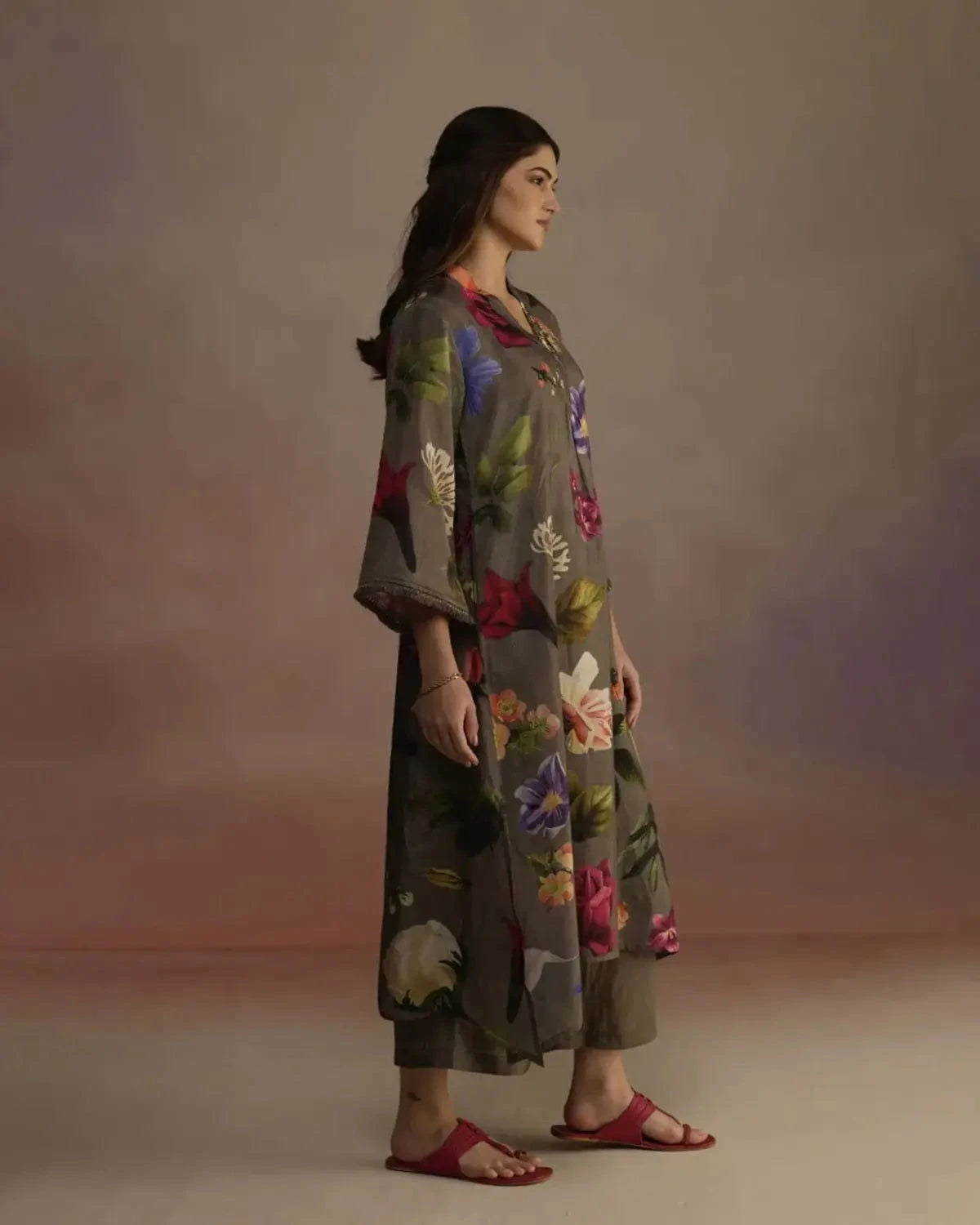 Iris Long Olive Kurta - Pallodstore