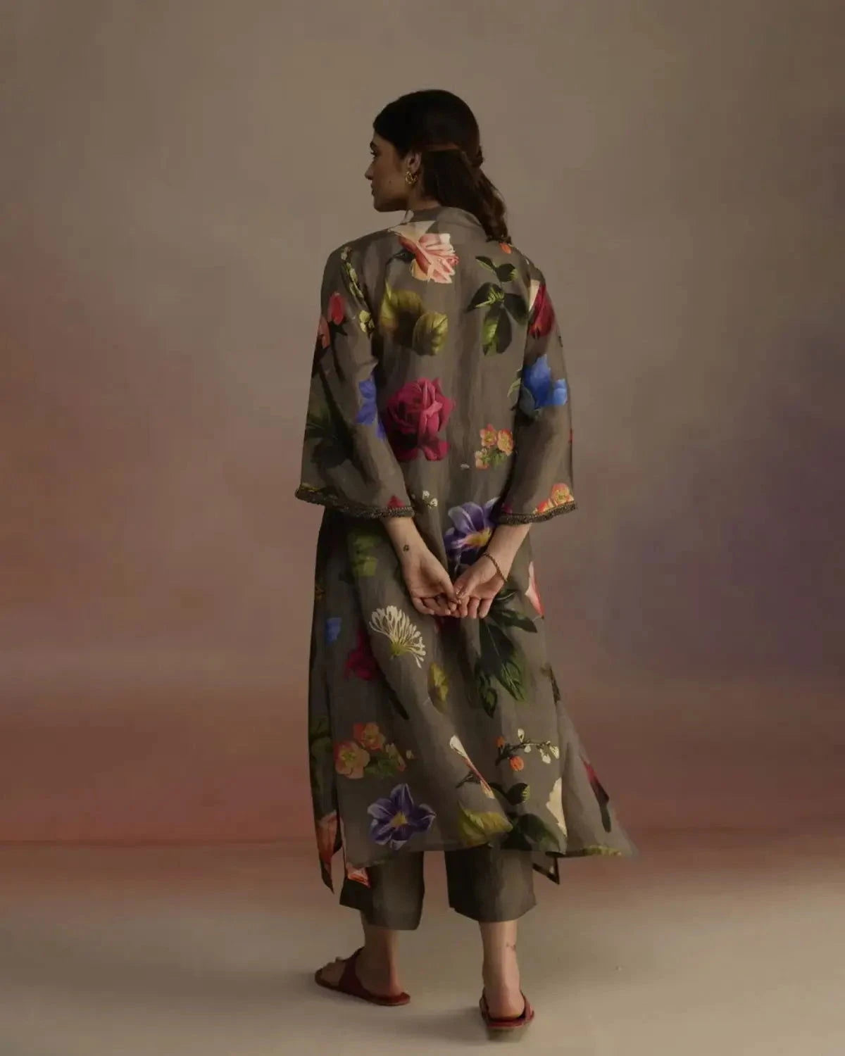 Iris Long Olive Kurta - Pallodstore
