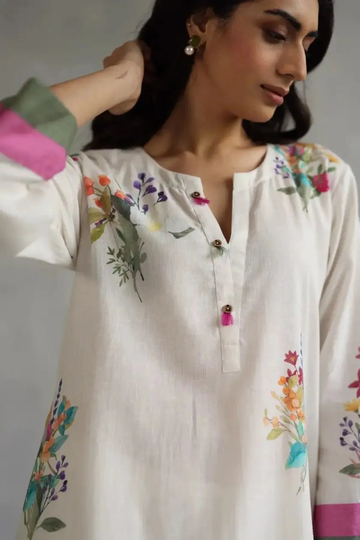 Ivory Bloom Kurta Set - Pallodstore