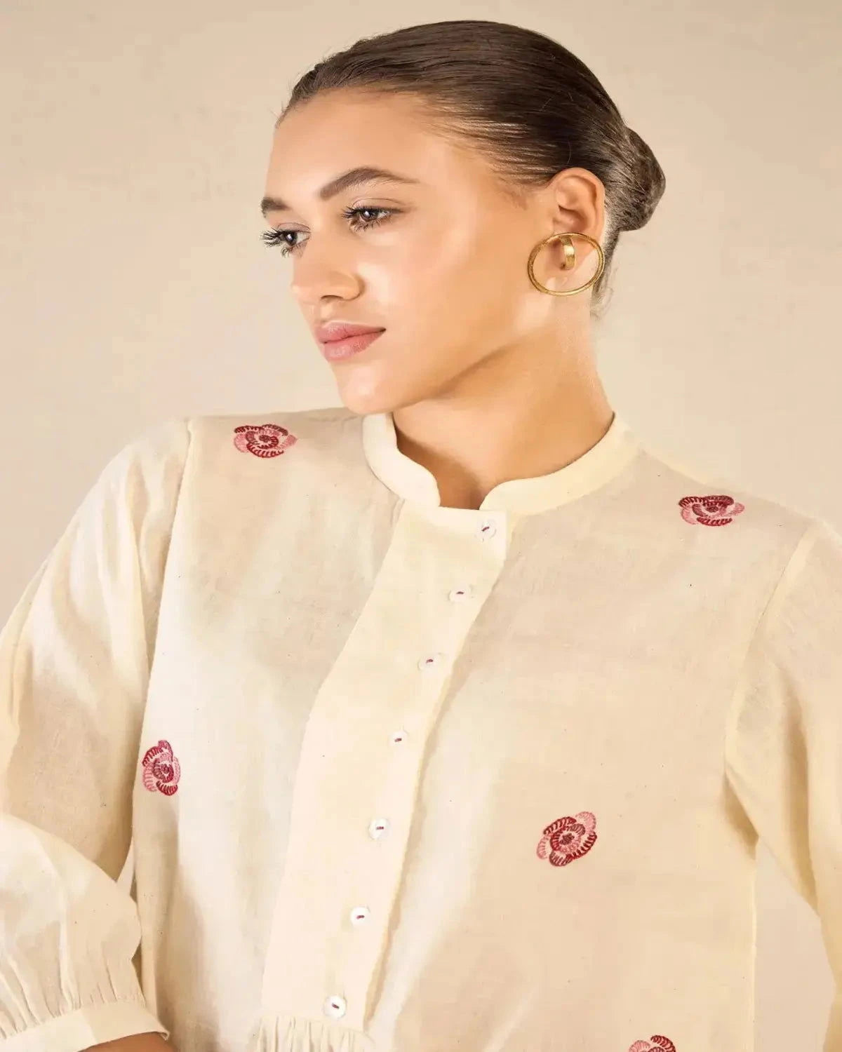 Ivory Bold Placket CO-Ord Set - Pallodstore