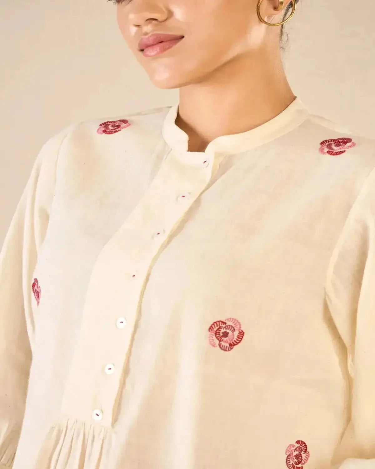 Ivory Bold Placket CO-Ord Set - Pallodstore